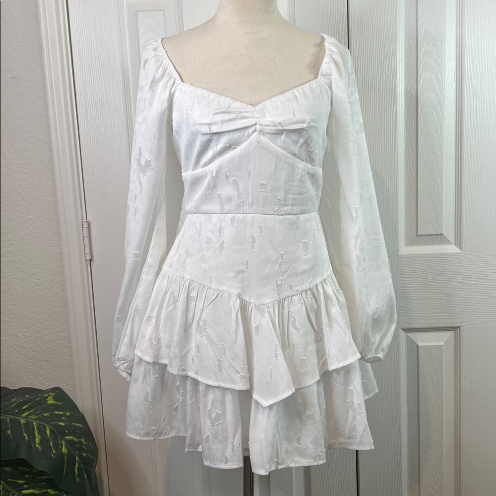 Sophie Tiered Jacquard Mini Dress M